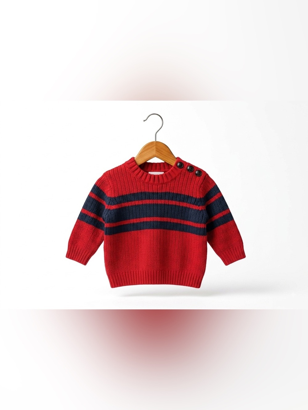 Vintage Tommy Hilfiger navy & red knitted chunky cardigan size 3-6 months